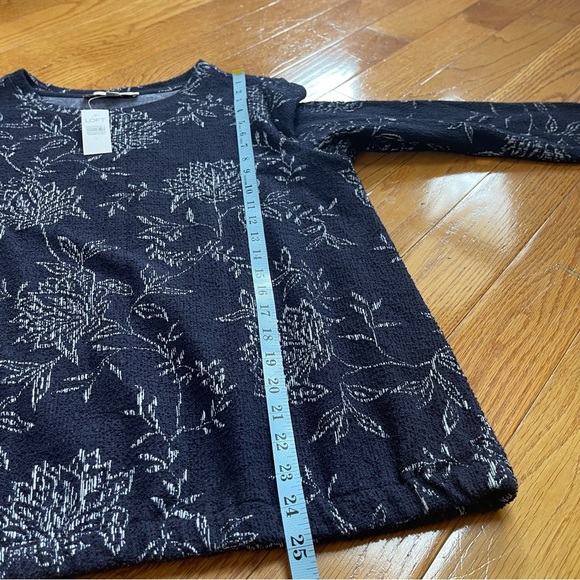 Loft Jacquard Skirt and Sweater Set Textured Dark Blue Floral Cotton blend Sz L - Picture 12 of 15